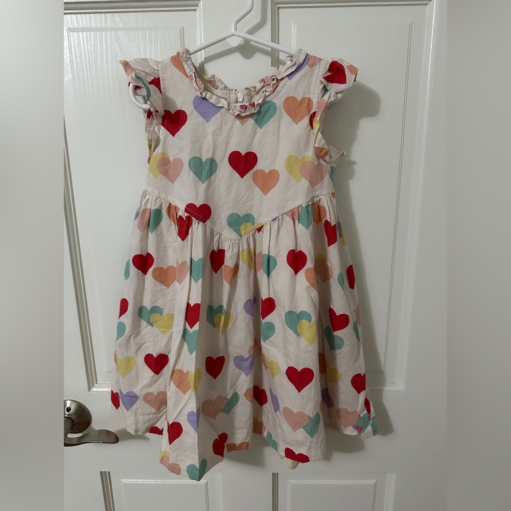 Pink Chicken Heart Patterned Kids Dress